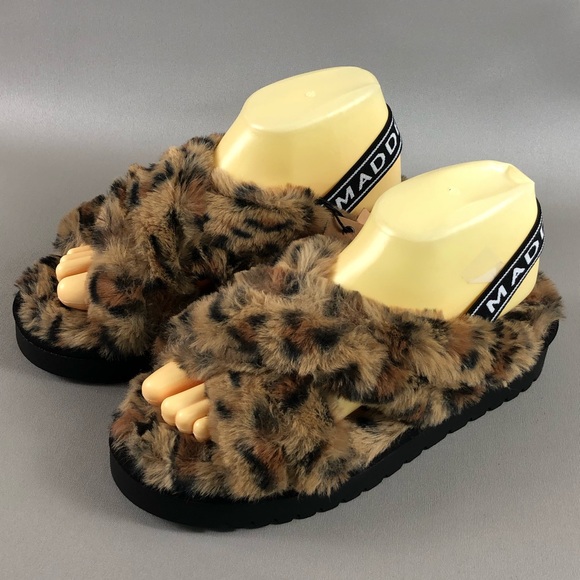 Madden NYC Animal Print Faux Fur Crossband Platform Sandals - Picture 3 of 11
